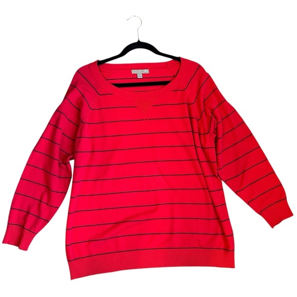 OneA Sweaters - One A Red Striped Sweater Size 2X Preppy Minimalist Oversized Fall
A179